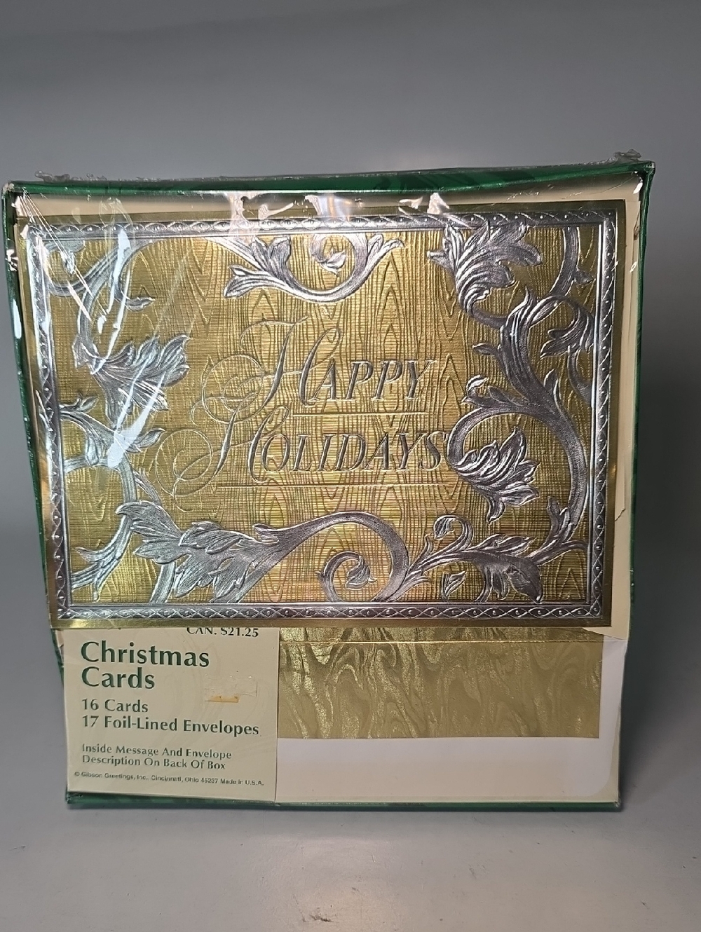 Gibson Happy Holidays Gold Foil Christmas Cards - Pack of 16‎ Vintage Rare